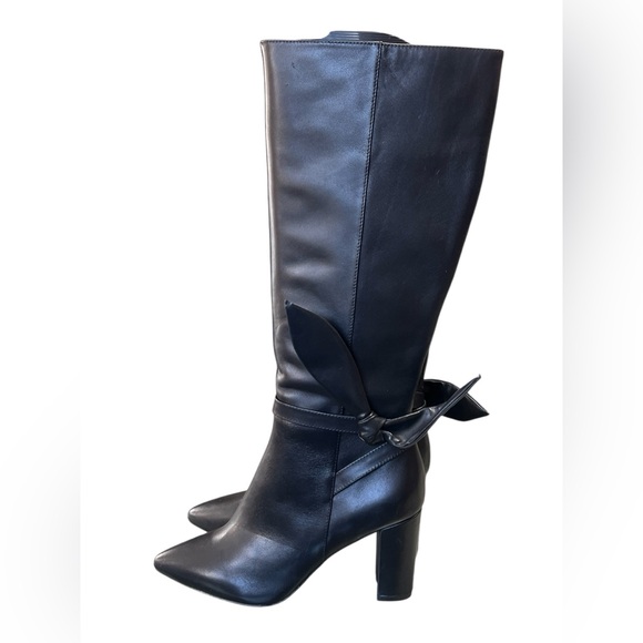 Jojo + Palenki NWOT Andcor black leather knee high bow detail heeled boots - Picture 2 of 11